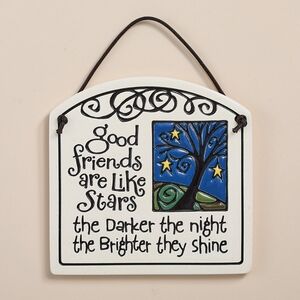 Spooner Creek "Good Friends Are Like Stars" Ceramic Tile Handmade Wall Hanging